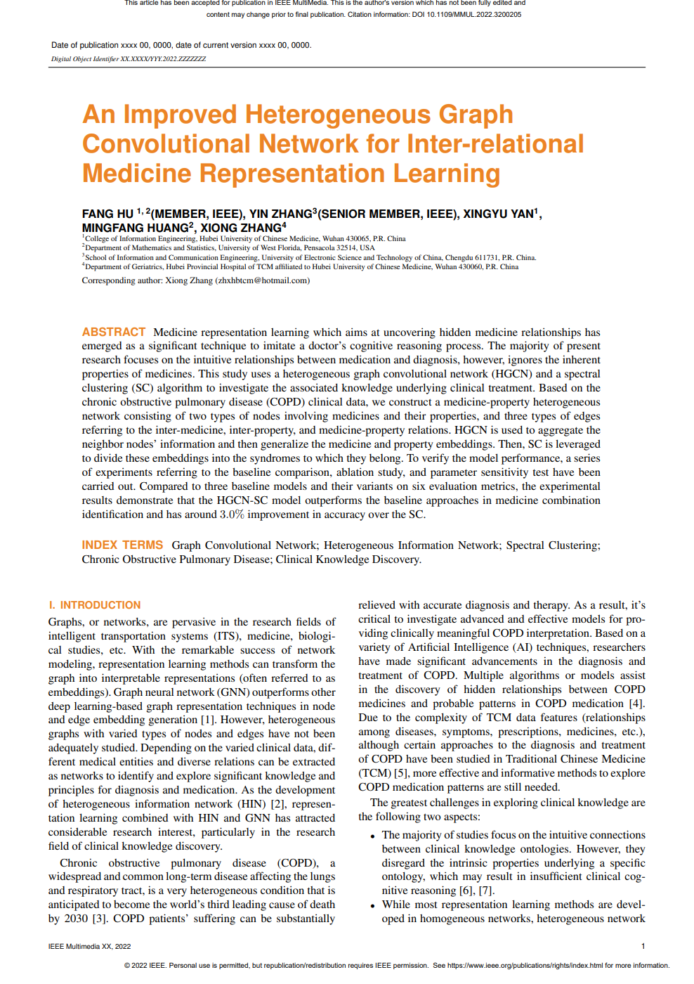 n Improved Heterogeneous Graph Convolutional Network for Inter-Relational Medicine Representation Learning （SCI）